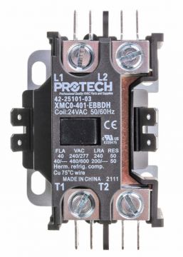 Rheem 42-25101-03 PROTECH Contactor - 40A 1-Pole 24V coil